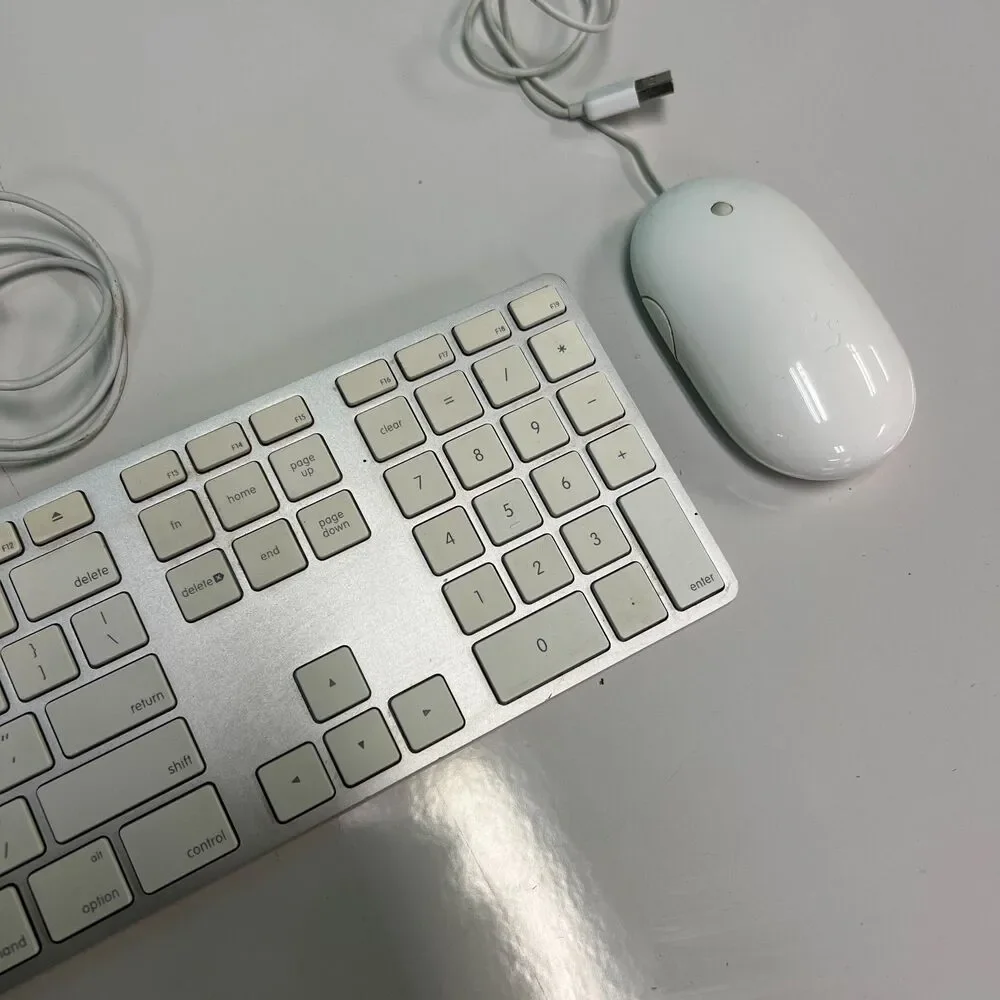 Apple White Aluminum USB Wired Keyboard A1243 and Apple wired Mouse A1152 tested